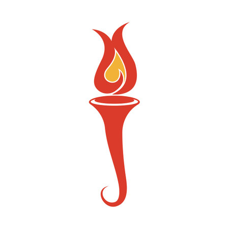 Burning Torch Fire Flame with Pillar column logo designのイラスト素材