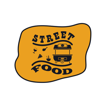 Street Food Chalk Handwriting Typography for Restaurant Cafe Bar logo design vectorのイラスト素材