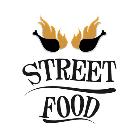 Street Food Chalk Handwriting Typography for Restaurant Cafe Bar logo design vectorのイラスト素材