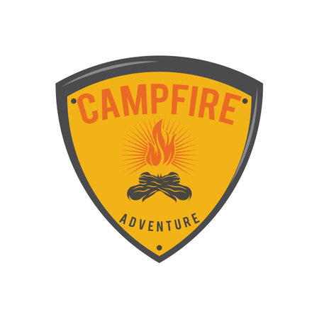 Bonfire Campfire Camp Fire place wood flame vintage retro logo designのイラスト素材