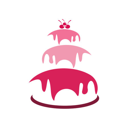 Sweet cake template logo design vector illustration of silhouette with cherriesのイラスト素材
