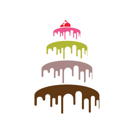 Sweet cake template logo design vector illustration of silhouette with cherriesのイラスト素材