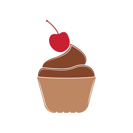 Sweet cake template logo design vector illustration of silhouette with cherriesのイラスト素材