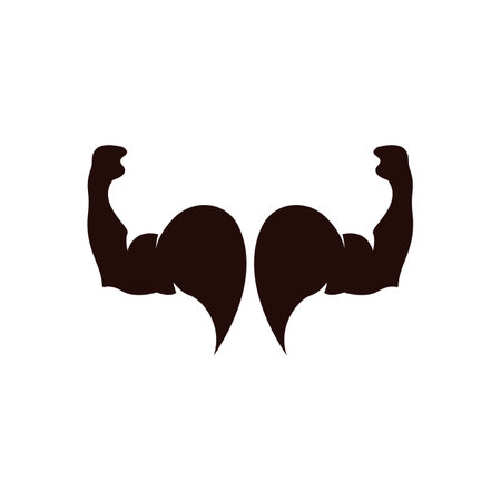 Arm muscle silhouette logo biceps icon vector illustrationのイラスト素材