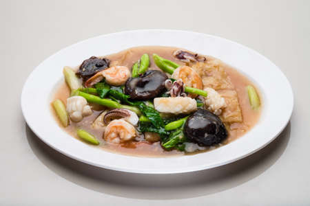 Shiitake Mushroom  in Thick Gravy with seafoodの写真素材