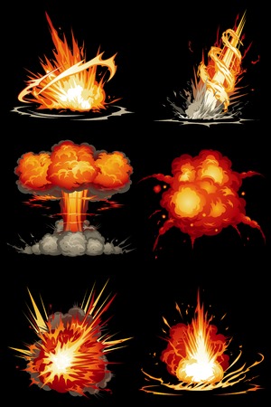 Explosions in 6 different shapesのイラスト素材