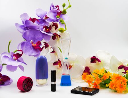 Very beautiful purple orchid on a white background With floral and perfume elements, beautiful, refreshingの写真素材