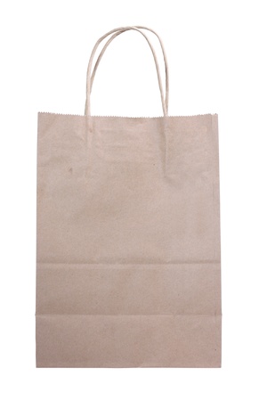 brown paper bag on white backgroundの写真素材