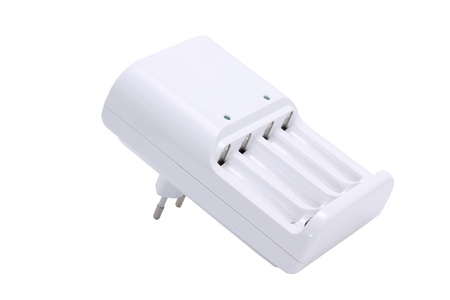 Battery charger isolated on white backgroundの写真素材