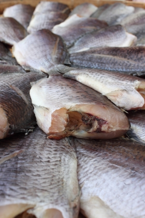 Dry fish for cook in the basket , Thailandの写真素材