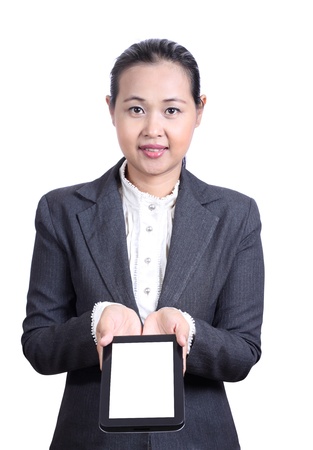 Business woman presenting Digital Tabletの写真素材