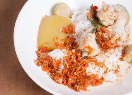Curry chicken with  rice.の写真素材
