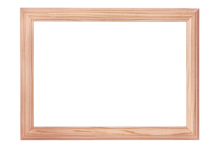 wooden frame isolated on whiteの写真素材
