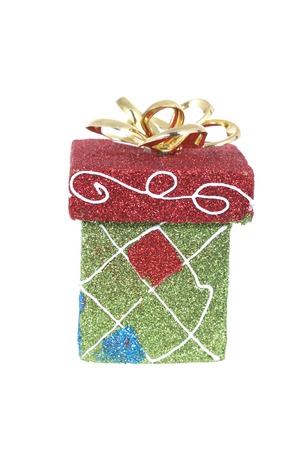 christmas gift box , isolated on whiteの写真素材