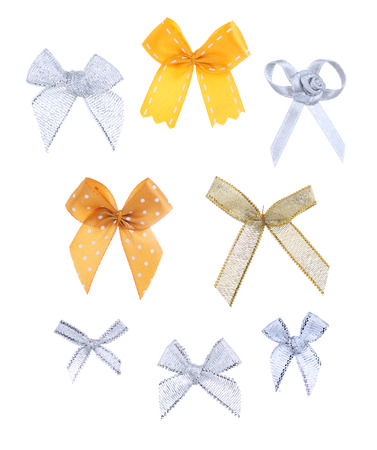 Festive bows made of ribbon. Isolated on a white background.の写真素材