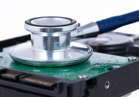 Medical concept, stethoscope with computer hdd