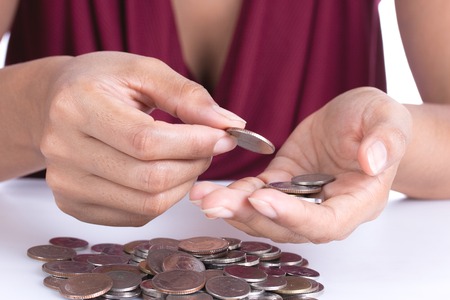 investment concept, hand put coin to stack.の写真素材