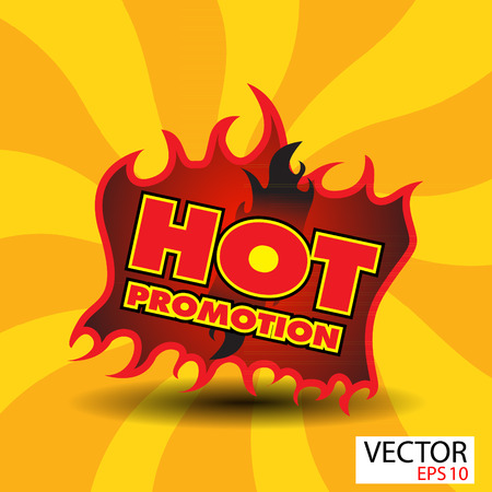 Hot promotion sticker  with flamesの写真素材