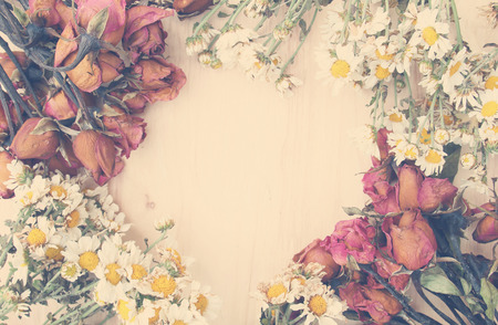 Colorful flowers with soft blur in the pastel vintage retro tone for background.の写真素材