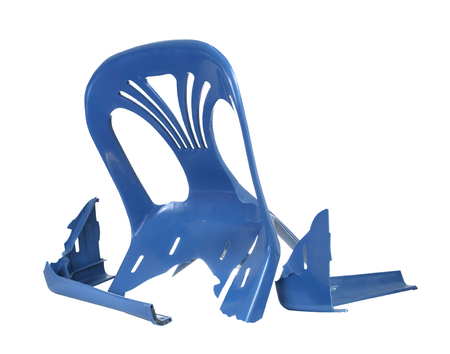 Broken chair isolated on white backgroundの写真素材