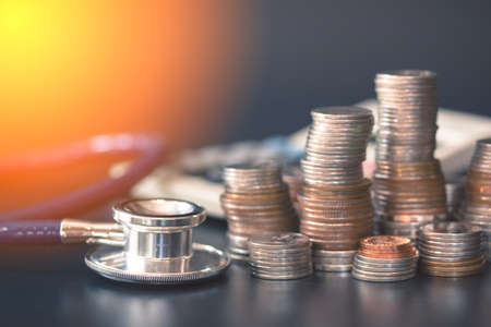 Stack of coins for finance and banking concept.の写真素材