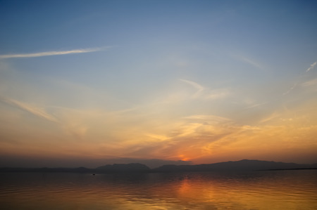 Lake in the sunsetの写真素材