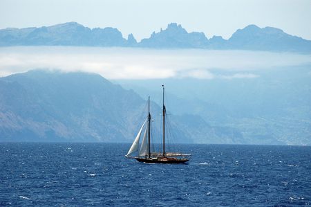 Arriving at the Madeira Islandの写真素材