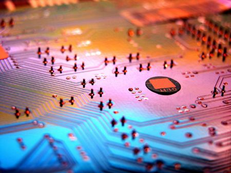 detail of the circuits of a computer motherboard