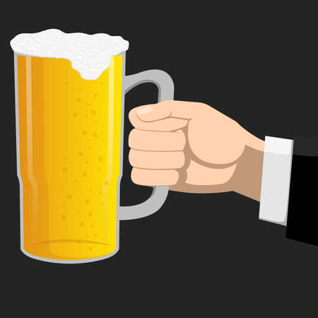 Hand Holding Beer Glass Alcoholic Soda Foam in Cartoon Illustration Vector EPS Fileのイラスト素材