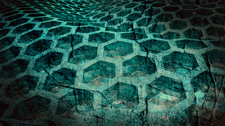 grunge textured blue honeycomb backdropの写真素材