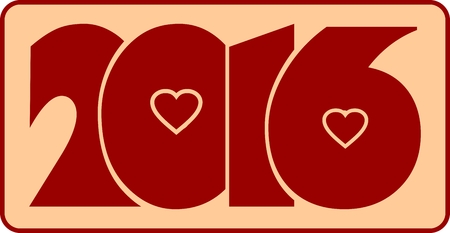 Hearts icon on 2016 red number. Background relative to valentines dayのイラスト素材