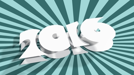 2016 new year number above sun burst textured plane. White numbers consist of two layersの写真素材