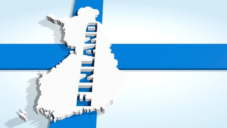 finland 3d map and national flag collageの写真素材