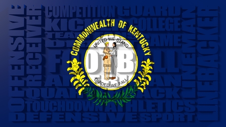 Football word build in relative words cloud. USA national sport illustration. Kentucky state flagの写真素材
