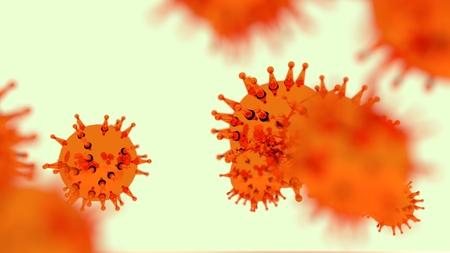 Virus abstract models levitation. Medicine research relative background