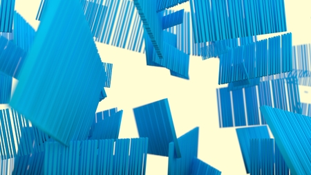 Bar code levitations billboards. Retail industry relative background. Flying striped planes