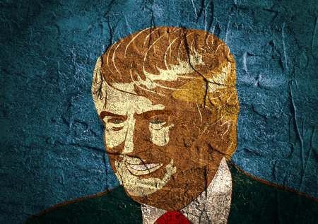 January 18, 2016: An illustration of a portrait of Republican Presidential Candidate Donald Trump on background textured by concrete wall surfaceのeditorial素材