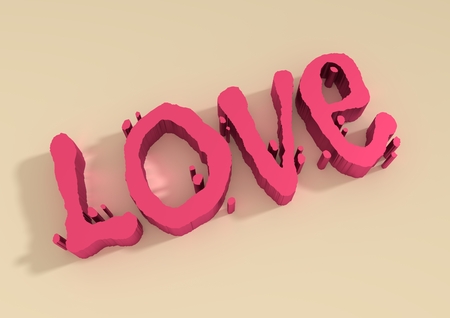 San Valentine card with LOVE word in 3D effect. Diagonal typingの写真素材