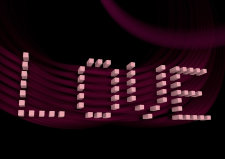 San Valentine card with neon shine LOVE word in 3D effect. Glowing letters. Cafe neon signの写真素材