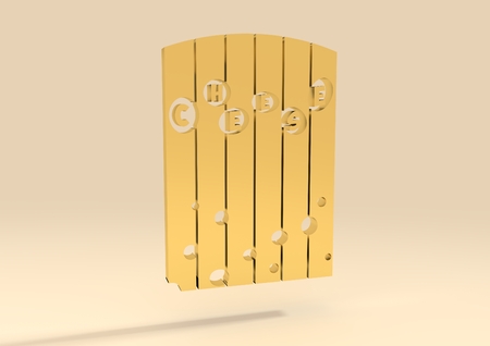 Abstract slice of yummy cheese with text in holes.の写真素材