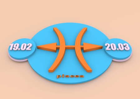 Abstract 3D zodiac sign Pisces, The Fishの写真素材