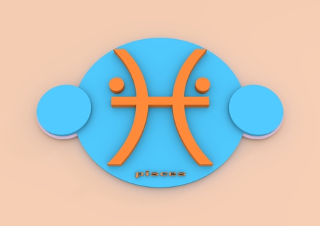 Abstract 3D zodiac sign Pisces, The Fishの写真素材