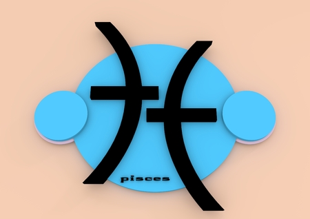 Abstract 3D zodiac sign Pisces, The Fishの写真素材