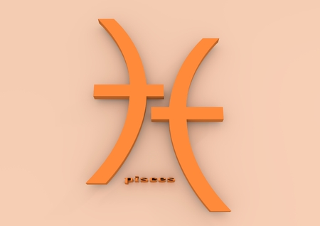 Abstract 3D zodiac sign Pisces, The Fishの写真素材