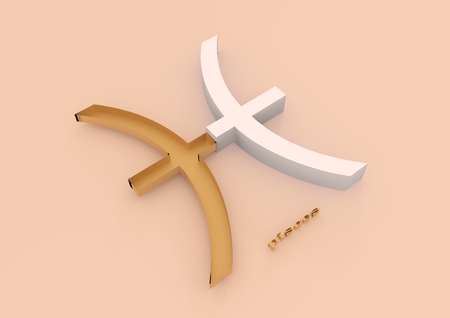 Abstract 3D zodiac sign Pisces, The Fishの写真素材