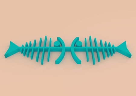 Abstract 3D zodiac sign Pisces, The Fishの写真素材