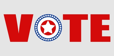 vote text with united states flag simbols. Image relative to parliament, president and others elections in United States of Americaのイラスト素材