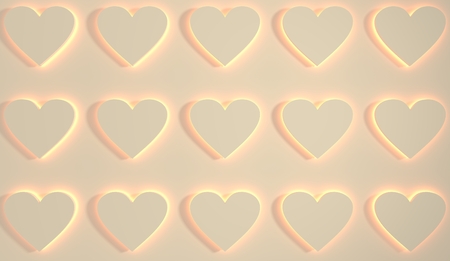 San Valentine card with heart shapes in 3D effect. Glowing iconsの写真素材