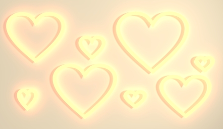 San Valentine card with heart shapes holes in 3D effect. Glowing outline iconsの写真素材