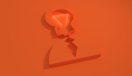 Lamp head businessman 3d icon. Illustration of brainwork, idea appearance. Switch on bulb iconの写真素材
